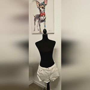 Levi's 501 Original High-RIse White Denim Jeans cutoff Shorts. Women size 32W